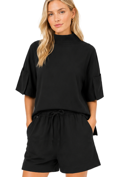 SANTORINI FUNNEL NECK SHIRT