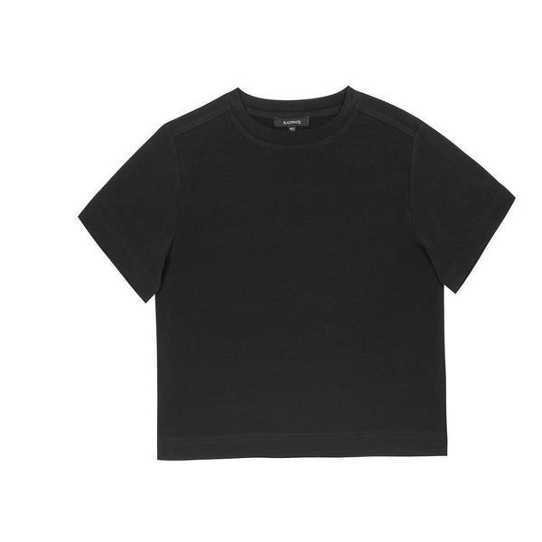 BLACKPANTS Boxy Tee in STAYBLACK fabric front view