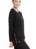 SIDE ZIP DRAPE L/S T-SHIRT