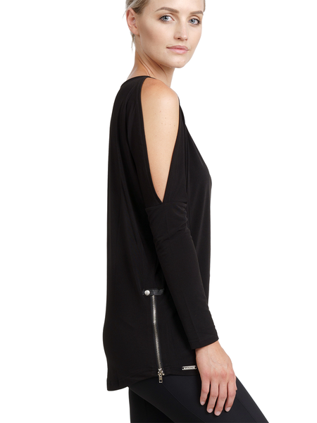 OPEN SHOULDER DRAPE L/S T-SHIRT