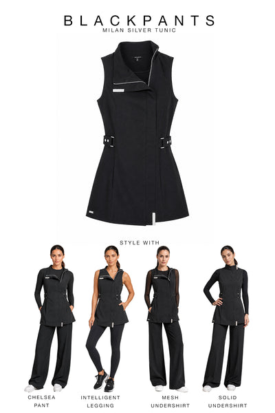 How to style Milan Silver Tunic with Chelsea Pant, Intelligent Legging, Mesh Undershirt and Solid Undershirt