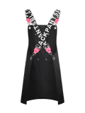 Apron & Straps - Black & White with Pink Tabs