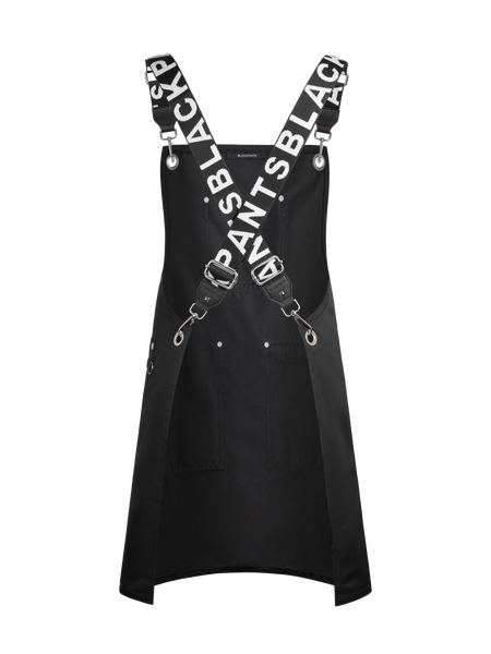 Apron & Straps - Black & White with Silver Hardware