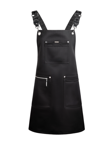 Apron & Straps - Black & White with Silver Hardware