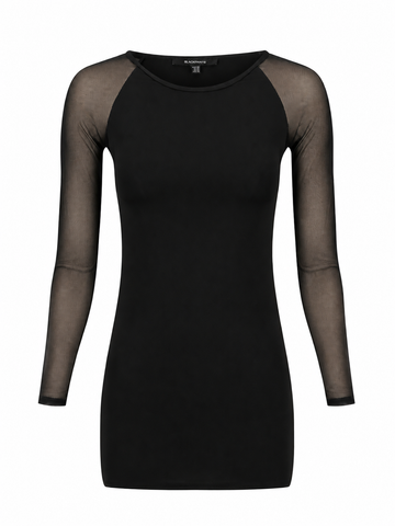 mesh dress shirt Allegra K Women's Point Collar V Neck Mesh Sleeve Button Down Work Office Shirt Black X-Small