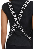 Apron & Straps - Black & White with Silver Hardware