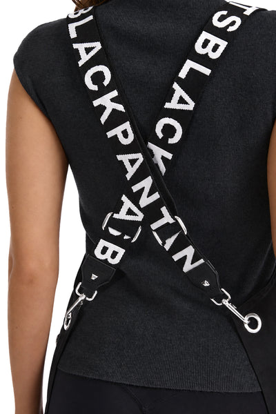 Apron & Straps - Black & White with Silver Hardware