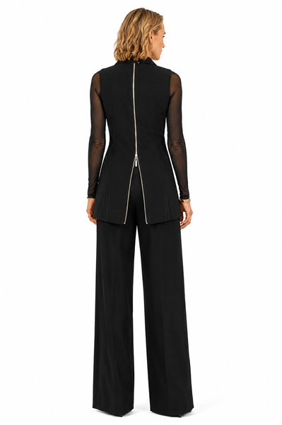Back view of the BLACKPANTS Boston Vest showing the feature YKK zip that can be worn open for additional hip room and movement