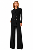 BLACKPANTS Boston Vest layered over a solid long sleeve undershirt and paired with The Chelsea Pant for a refined salon uniform look.