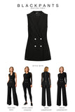 BLACKPANTS Boston Vest styling guide featuring The Chelsea Pant, Intelligent Legging, Mesh Undershirt and Solid Undershirt, showcasing versatile professional uniform combinations.