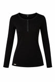 BLACKPANTS Henley Top in STAYBLACK jersey fabric front view
