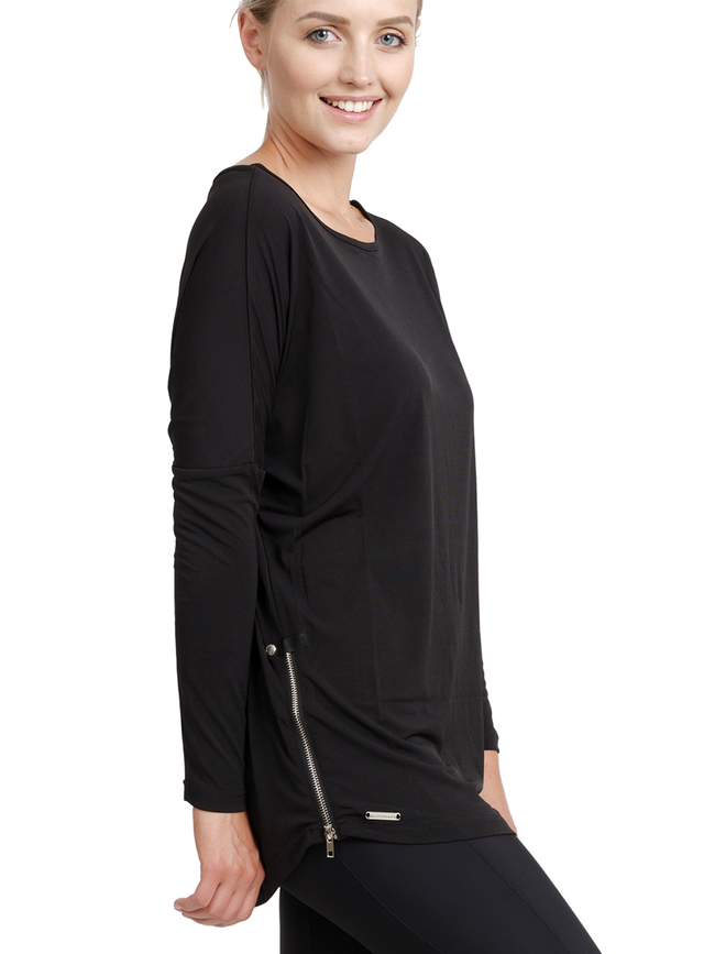 SIDE ZIP DRAPE L/S T-SHIRT