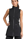 LEXINGTON TUNIC BLACK with high collar showing matte black wet-look zip and front zip pockets
