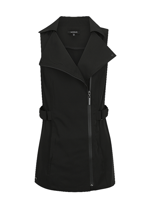 MANHATTAN TUNIC BLACK bleach resistant salon tunic with matte black wet-look zip, wide collar and adjustable side tabs