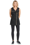 MANHATTAN TUNIC GOLD styled with The Intelligent Legging for a sleek salon uniform