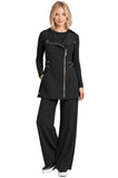 MANHATTAN TUNIC GOLD styled with chelsea pant and solid undershirt for a polished salon uniform