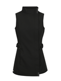 MILAN TUNIC BLACK bleach resistant salon tunic with matte black zip and adjustable side tabs