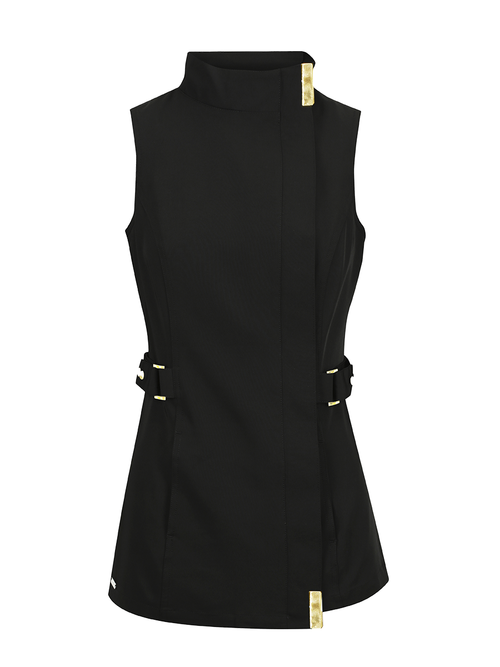 MILAN TUNIC GOLD bleach resistant salon tunic with gold zip and adjustable side tabs