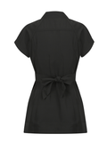 TOKYO WRAP close-up back showing deep V neckline, capped sleeves and flattering wrap design