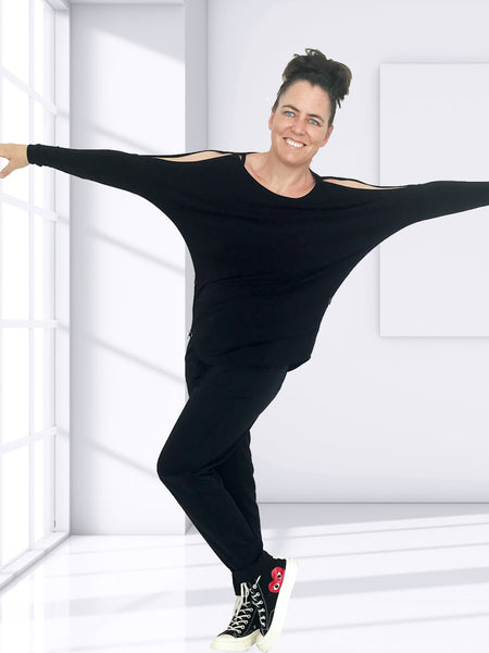 OPEN SHOULDER DRAPE L/S T-SHIRT Hairdressing Salon Uniforms