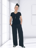 V Neck Fitted S/S T-Shirt (Small) & Wide Leg Pant (AU10/US06)