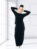 Boat Neck Fitted L/S T-Shirt (Small) & Tube Skirt Long (Small)